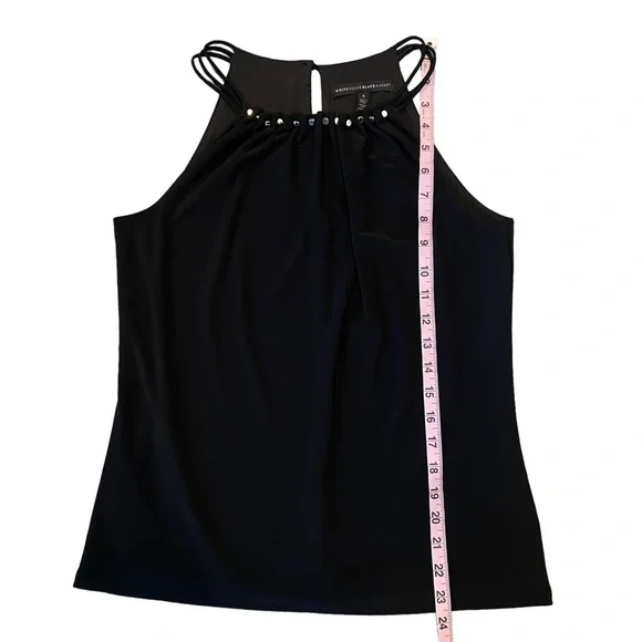 White House Black Market Black Studded Tank Blouse Small - Picture 13 of 14